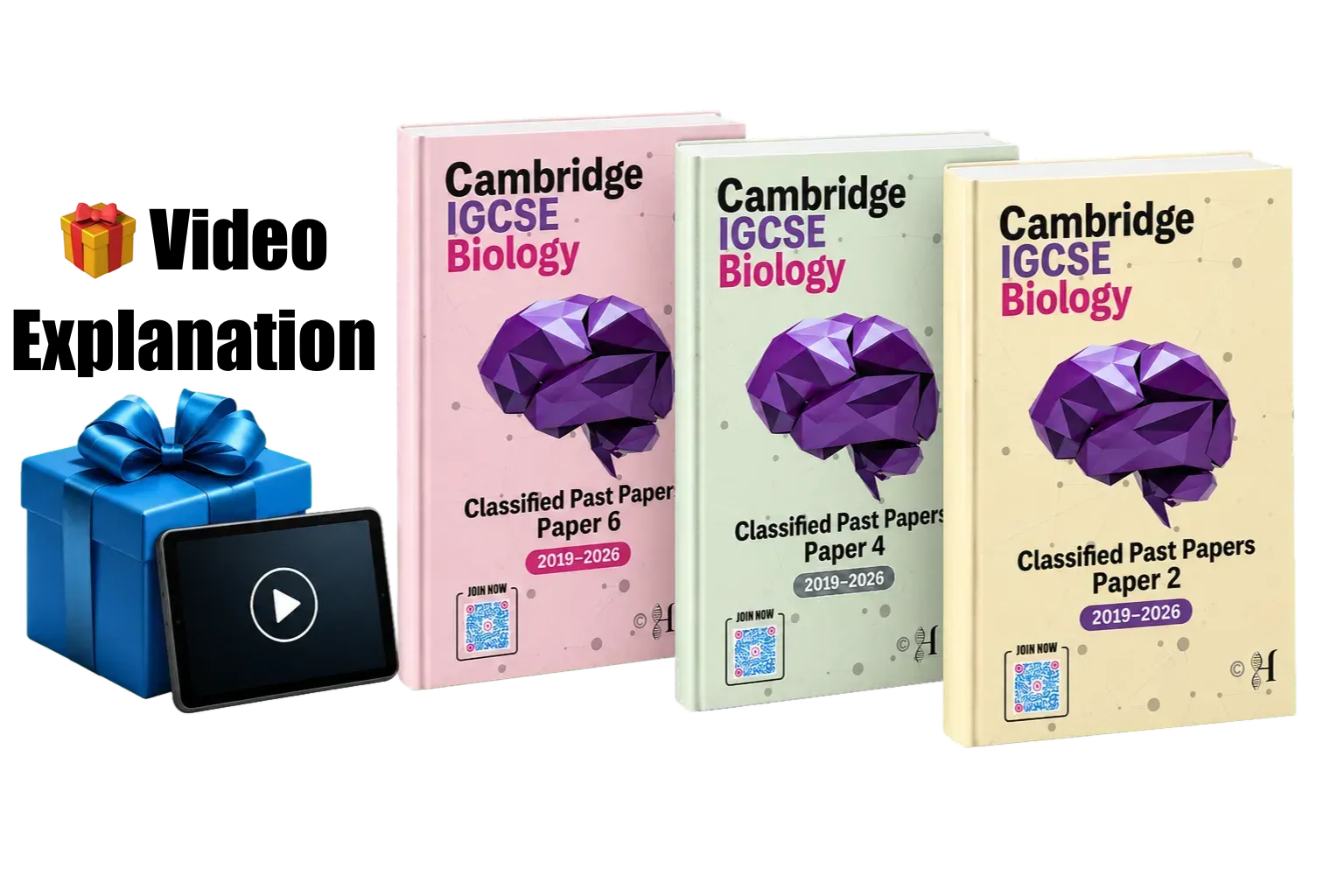 Cambridge IGCSE Biology classified past papers with video explanations 2019 to 2026, Papers 2, 4 and 6