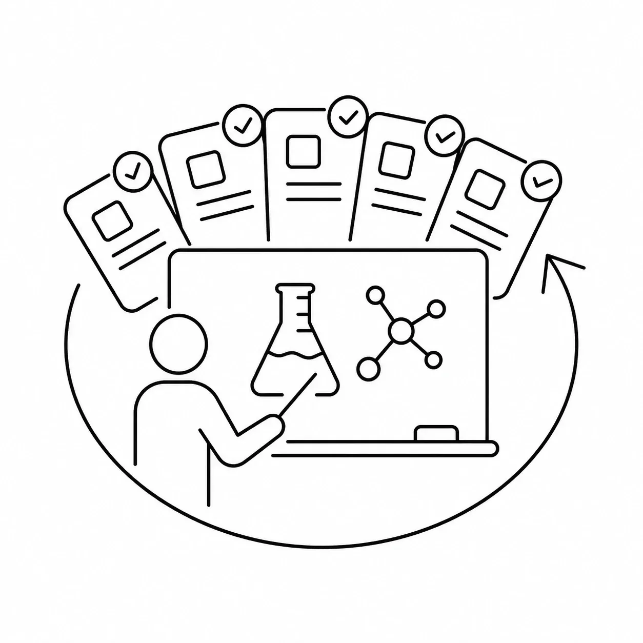 Line illustration showing 22 additional revision classes included with the IAL AS Chemistry course