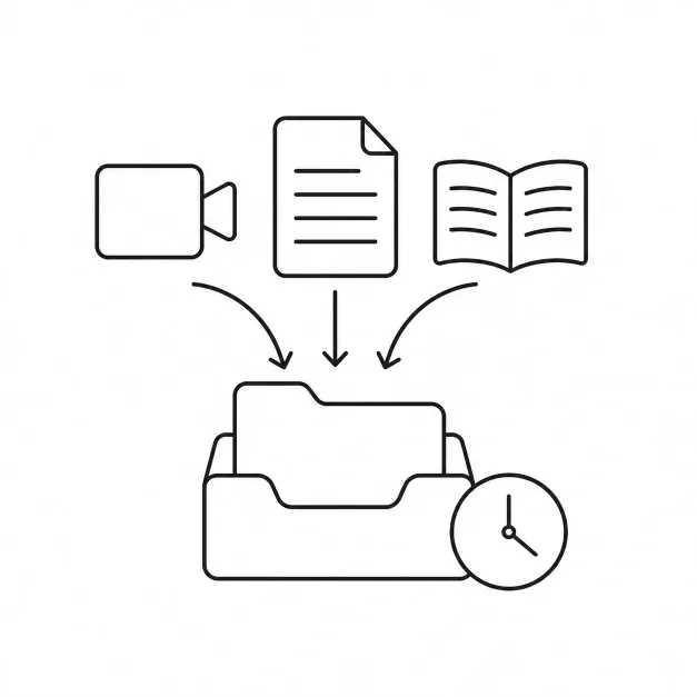 Line illustration representing IAL Biology materials and homework provided after each lesson