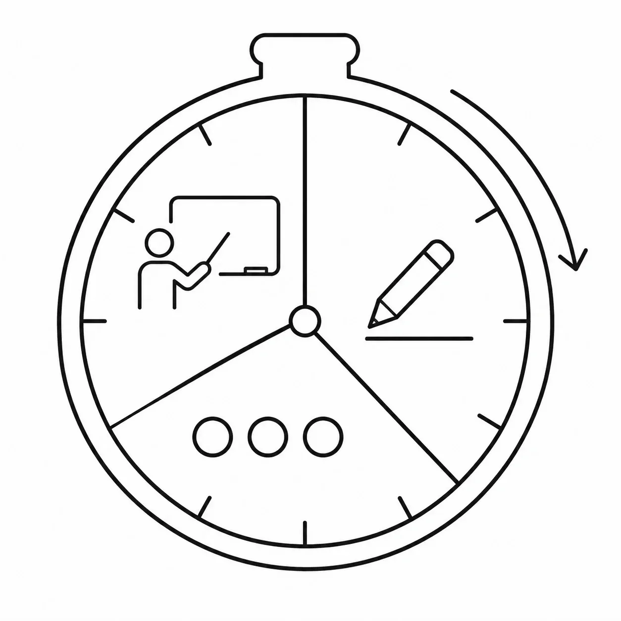Line illustration of a structured 90-minute IAL Biology lesson divided into teaching, practice and assessment