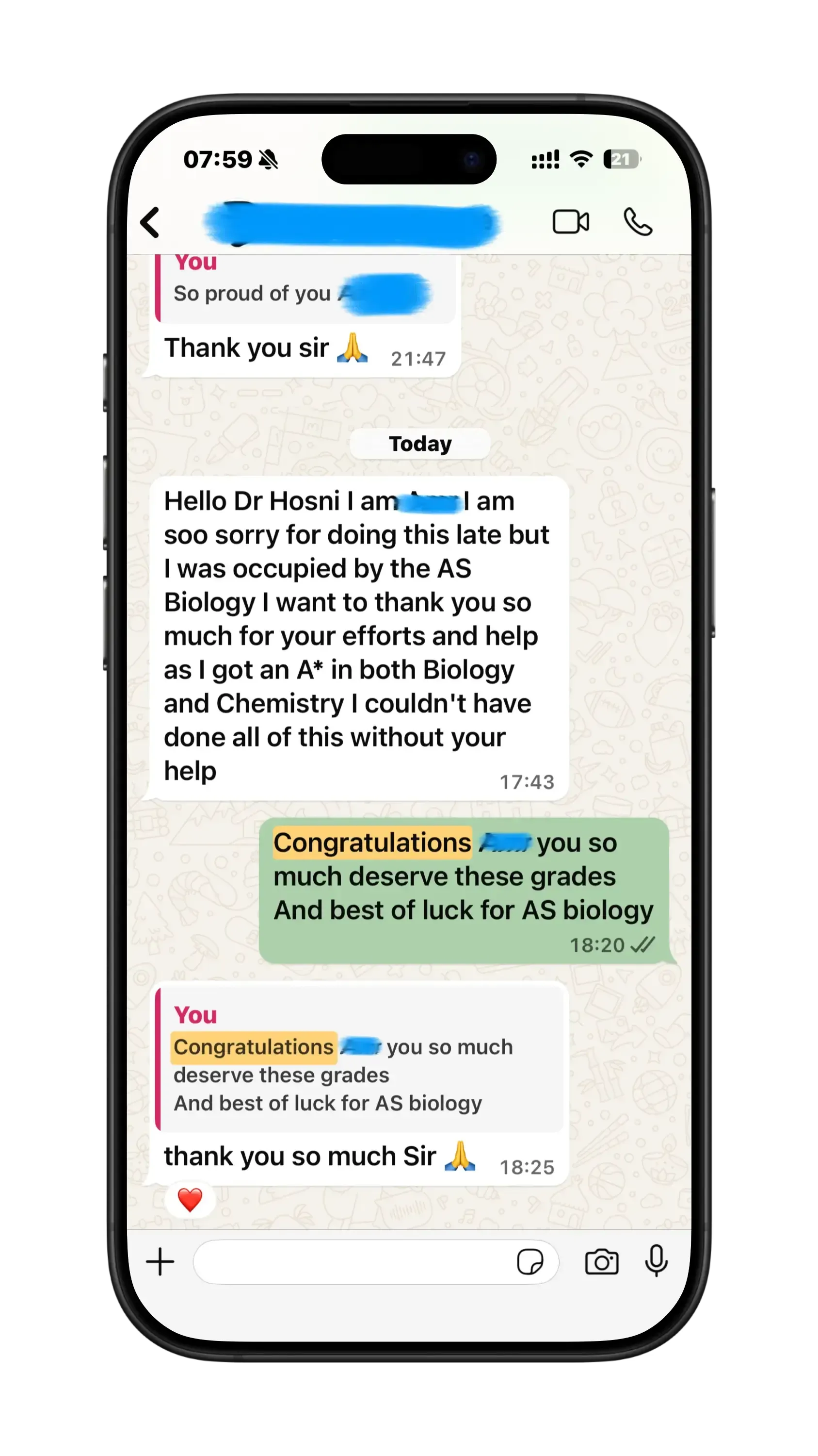 Verified IAL Biology student message 4 to Mr. Hosni