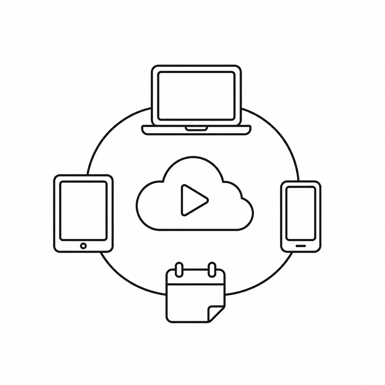 Line illustration showing two-year access to IGCSE Biology lessons across a laptop, tablet and smartphone