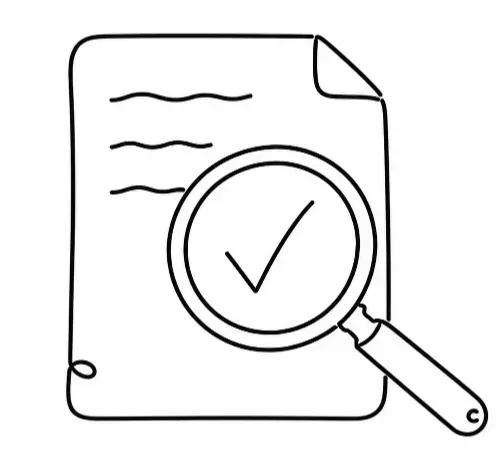 Line illustration representing IGCSE Biology answers being checked against model answers