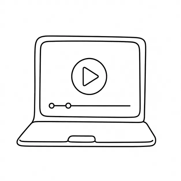 Line illustration of a laptop playing an IGCSE Biology lesson video