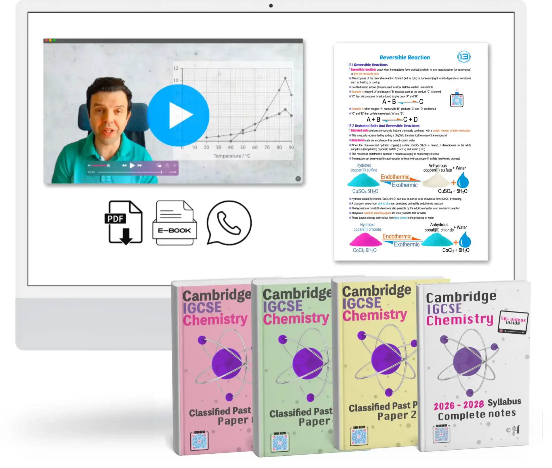Complete IGCSE Chemistry course package for the Cambridge 2026–2028 syllabus with notes eBook, video lessons and solved past papers